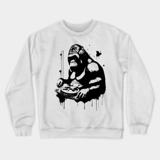 dj gorilla playing the music Crewneck Sweatshirt